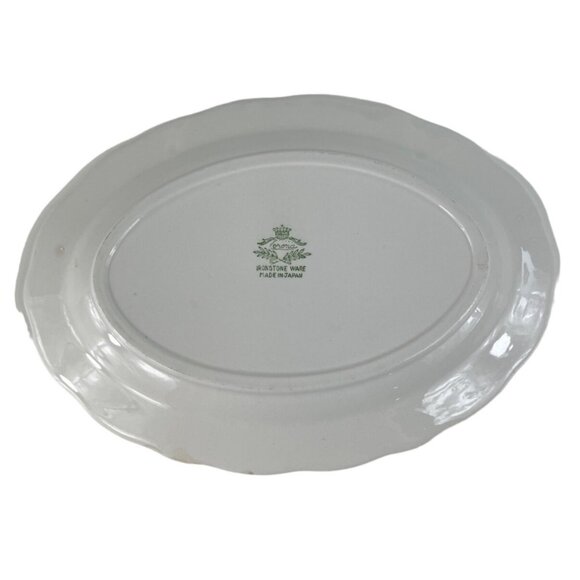 Vintage Corona Ironstone Oval Shaped Platter Yellow & Green Scalloped Border - Picture 5 of 10